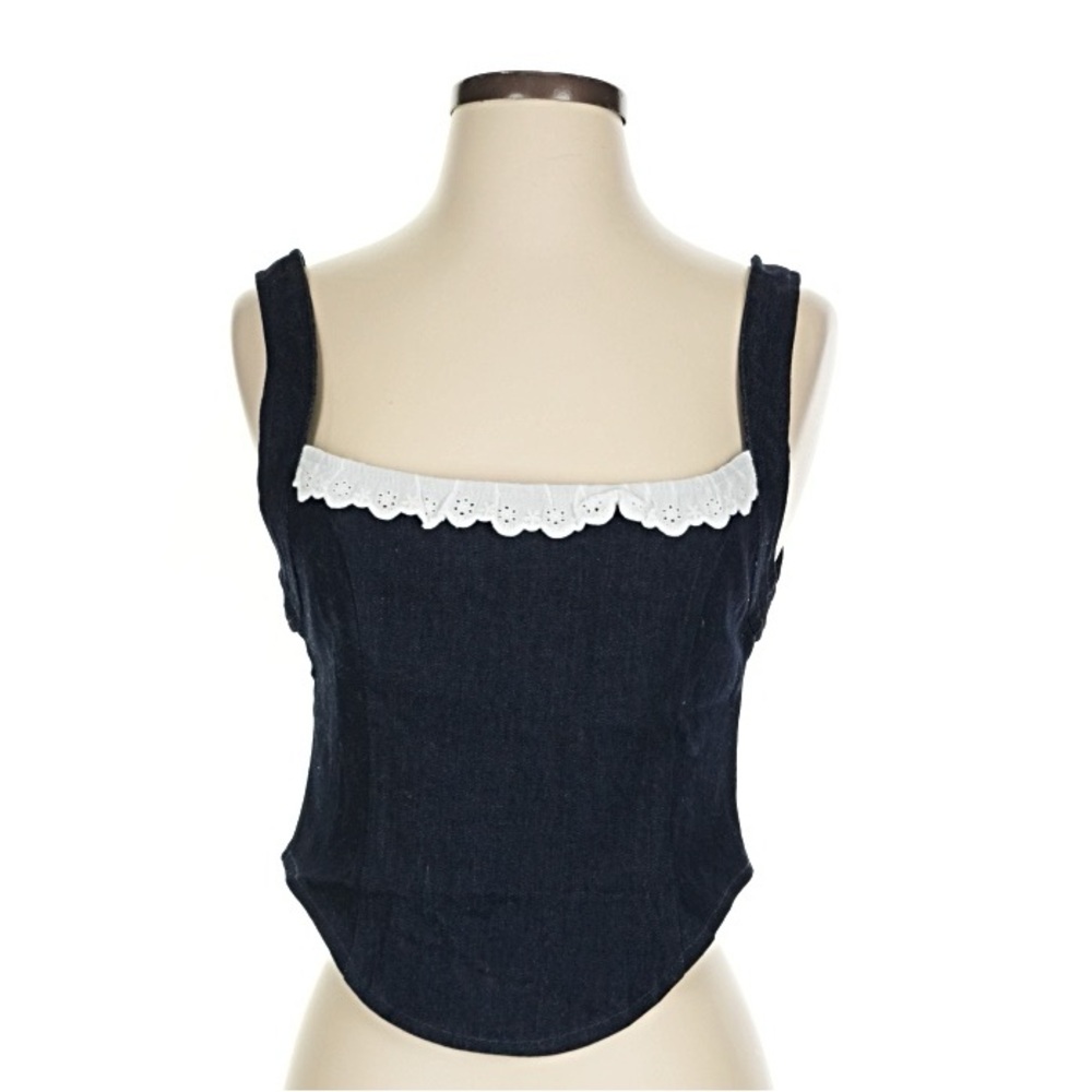 Motel Rocks Dark Denim Tank Top with White Trim